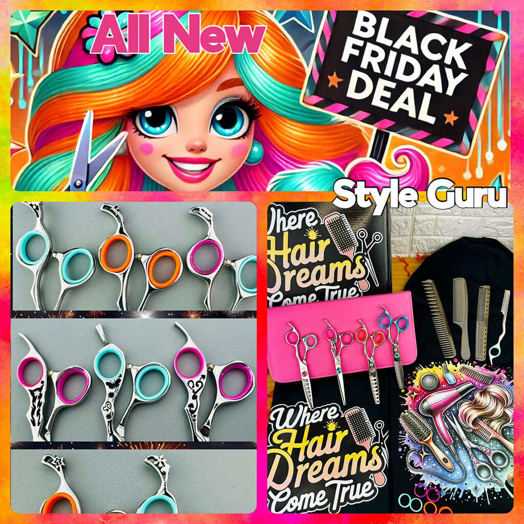 The All New Black Friday 4 Shears Style Guru Set For Hair Stylist🦴FREE US & Canada Shipping Code 